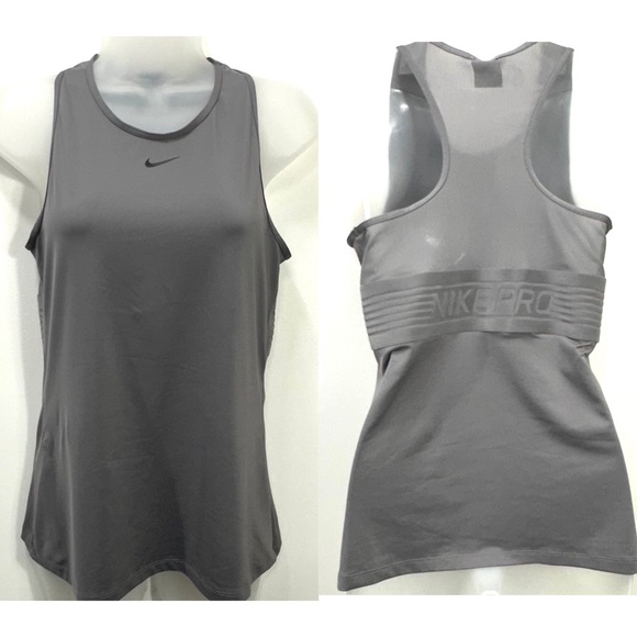 Nike Pro Women’s Mesh Back Racerback Tank Top Gray - Picture 1 of 9